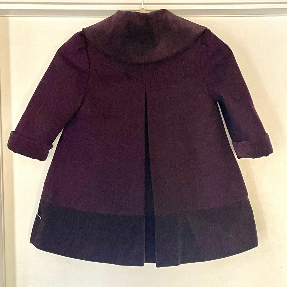 Rothschild vintage wool/velvet pea coat, purple, floral embroidery, 2T, GUC - Picture 2 of 9